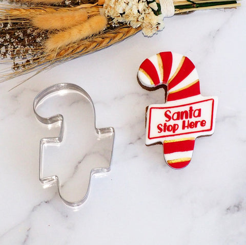 Candy Cane with Sign Stainless Steel Cookie Cutter by Velvetier