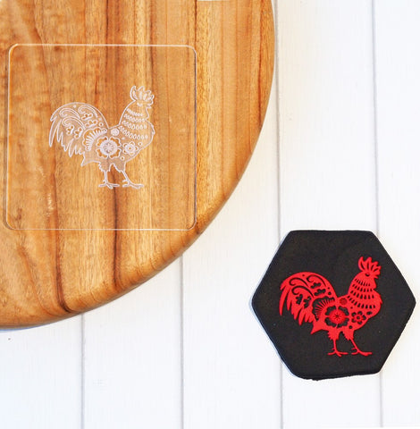 Birthday Chinese Zodiac Rooster Raise It Up / Deboss Cookie Stamp