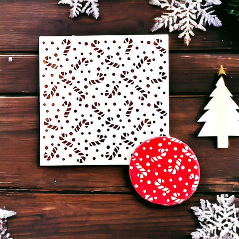 Christmas Candy Canes & Dots Cookie Stencil