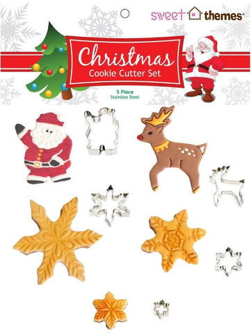 Christmas 5pce (Let it Snow with Deer) Stainless Steel Cookie Cutter Pack