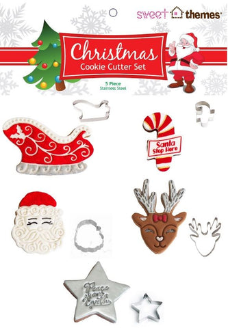 Christmas 5pce (Sleigh) Stainless Steel Cookie Cutter Pack