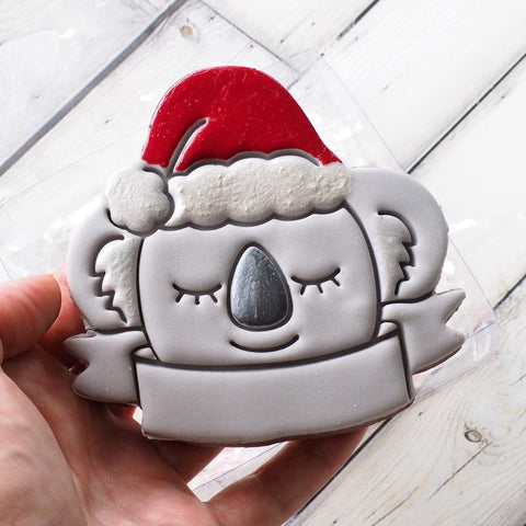 Christmas Koala (Stamp Set) Emboss 3D Printed Cookie Stamp + Stainless Steel Cookie Cutter