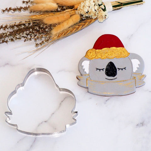Christmas Koala or Bear with Banner Stainless Steel Cookie Cutter by Velvetier