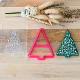 Christmas Tree Floral (Stamp Set) Raise It Up / Deboss Cookie Stamp + 3D Printed Cookie Cutter
