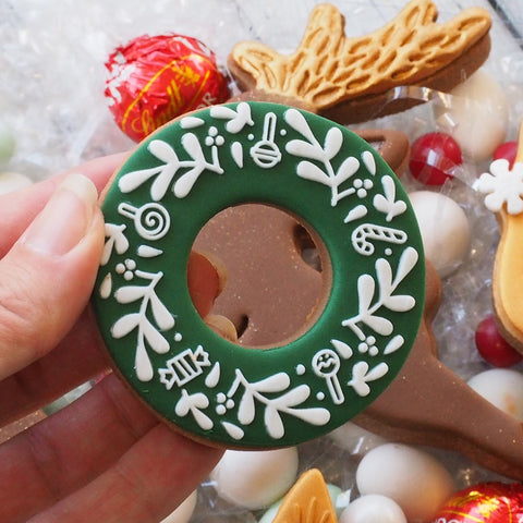 Christmas Wreath with Lollies (Stamp Set) Raise It Up / Deboss Cookie Stamp  + 3D Printed Cookie Cutter