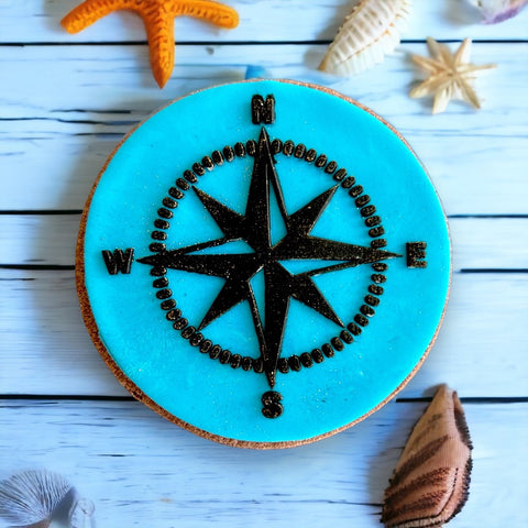 Compass (Stamp Set) Raise It Up / Deboss Cookie Stamp + 3D Printed Cookie Cutter (2pce)