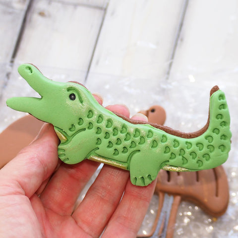 Crocodile (Stamp Set) Emboss 3D Printed Cookie Stamp + 3D Printed Cookie Cutter