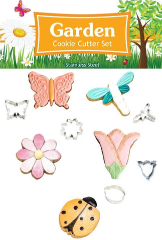 Garden 5pce  (Flowers & Dragonfly) Stainless Steel Cookie Cutter Pack