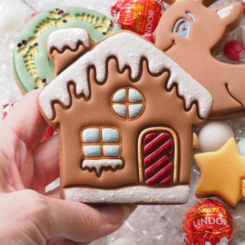 Gingerbread House (Stamp Set) Emboss 3D Printed Cookie Stamp  + 3D Printed Cookie Cutter