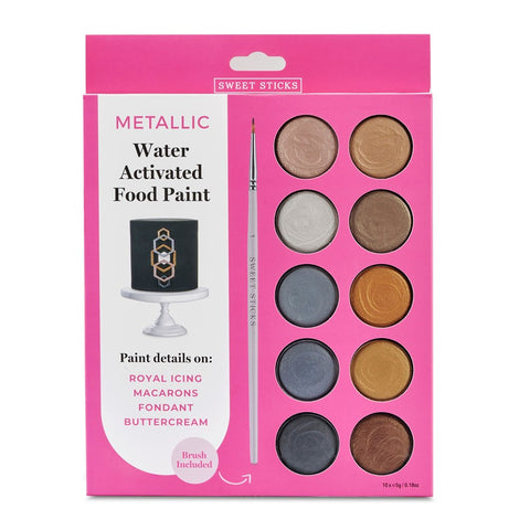 Gold & Silver Metallic Water Activated Food Paint Palette - 55g