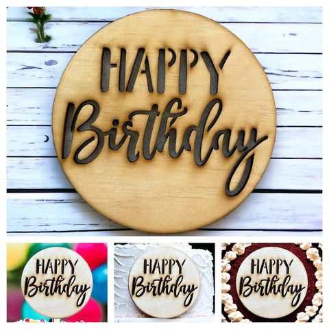 Happy Birthday (Fun) Cake Topper - Plywood