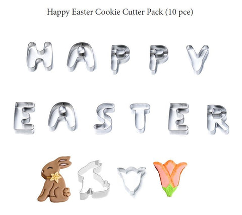 Happy Easter Stainless Steel Cookie Cutter Set  (10 pce)  - End of Line Sale