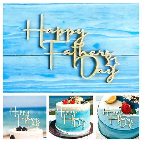Happy Father's Day (Script) Cake Topper - Plywood