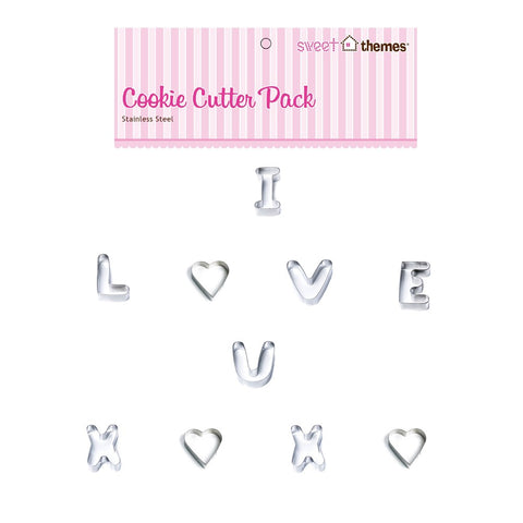 I Love U (Heart) Stainless Steel Cookie Cutter Set  (7 pce) - End of Line Sale