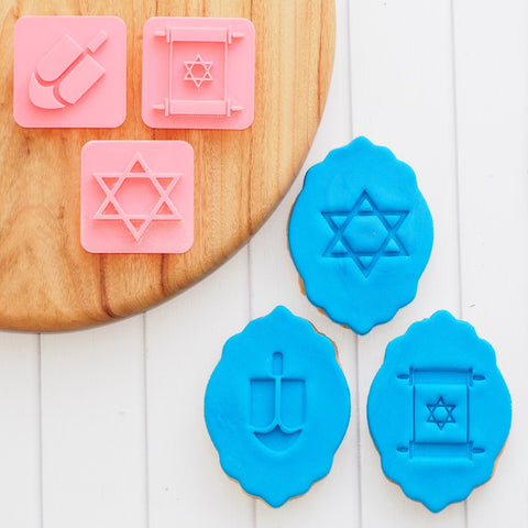 Jewish Symbols Emboss 3D Printed Cookie Stamp Set (3 pce)