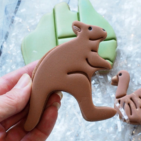 Kangaroo (Stamp Set) Emboss 3D Printed Cookie Stamp + 3D Printed Cookie Cutter