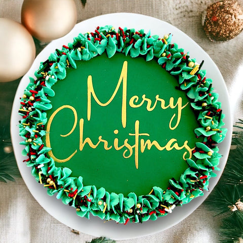 Merry Christmas (Script) Cake Topper Stencil