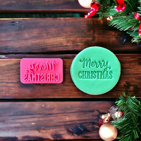 Merry Christmas (Fun) Emboss 3D Printed Cookie Stamp