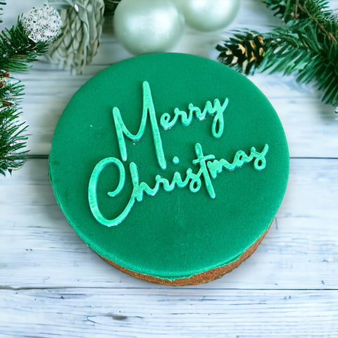 Merry Christmas (Script)  Raise It Up / Deboss Cookie Stamp