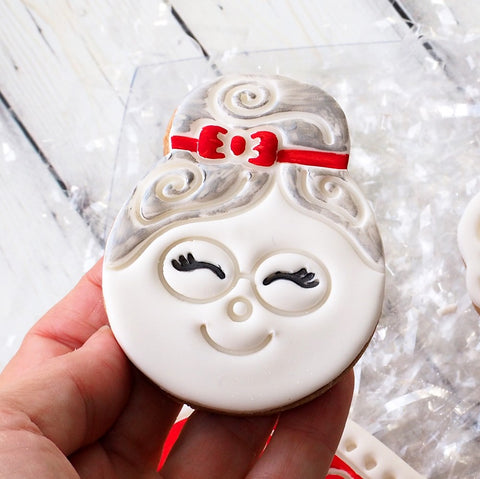 Mrs. Claus Face (Stamp Set) Emboss 3D Printed Cookie Stamp + 3D Printed Cookie Cutter