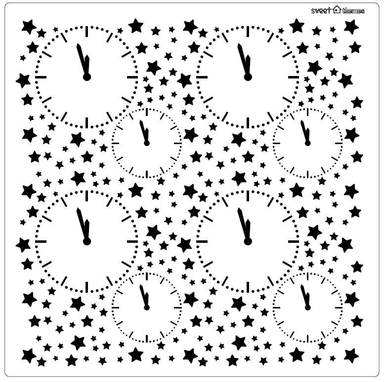 New Year's Eve Clocks Cookie Stencil – Sweet Themes
