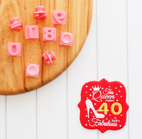 Numbers 0 - 9 Small Emboss 3D Printed Cookie Stamp Set (9 pce)