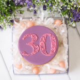 Number Thirty (Floral) Raise It Up / Deboss Cookie Stamp
