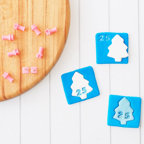 Numbers 0 - 9 Mini Emboss 3D Printed Cookie Stamp Set (9 pce)