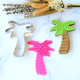 Palm Tree (Stamp Set) Emboss 3D Printed Cookie Stamp  + Stainless Steel Cookie Cutter