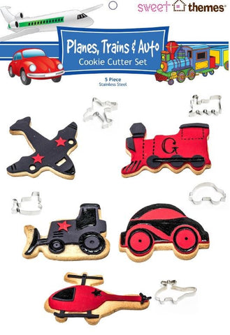 Planes Trains & Auto 5pce Stainless Steel Cookie Cutter Pack