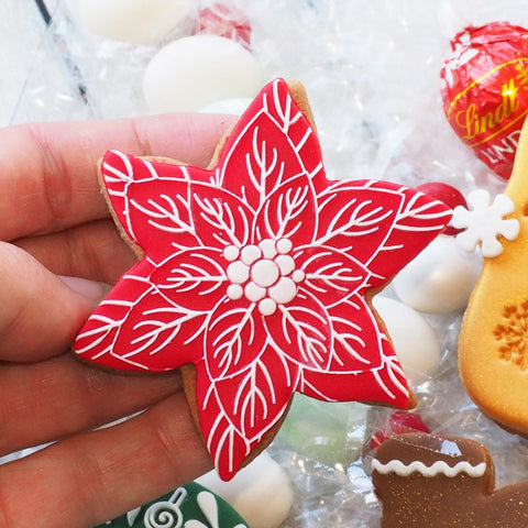 Poinsettia (Stamp Set) Raise It Up / Deboss Cookie Stamp  + Stainless Steel Cookie Cutter