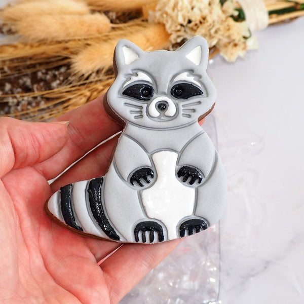 Raccoon (Stamp Set) Emboss 3D Printed Cookie Stamp + Stainless Steel Cookie Cutter