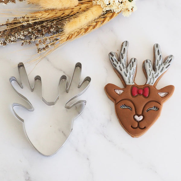 Reindeer Face / Head Stainless Steel Cookie Cutter
