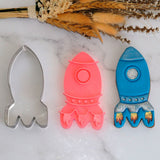 Rocket (Stamp Set) Emboss 3D Printed Cookie Stamp + Stainless Steel Cookie Cutter