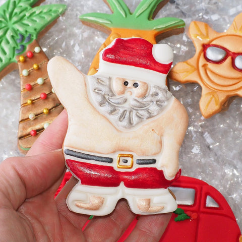 Santa Waving in Shorts (Stamp Set) Emboss 3D Printed Cookie Stamp  + Stainless Steel Cookie Cutter