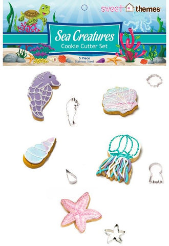 Sea Creatures (with Seahorse) 5pce Stainless Steel Cookie Cutter Pack
