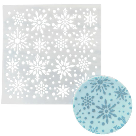 Snowflake Crystals & Dots Cookie Stencil