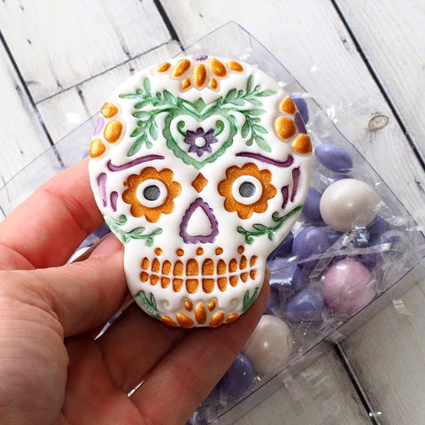 Sugar Skull (Stamp Set) Emboss 3D Printed Cookie Stamp + 3D Printed Cookie Cutter