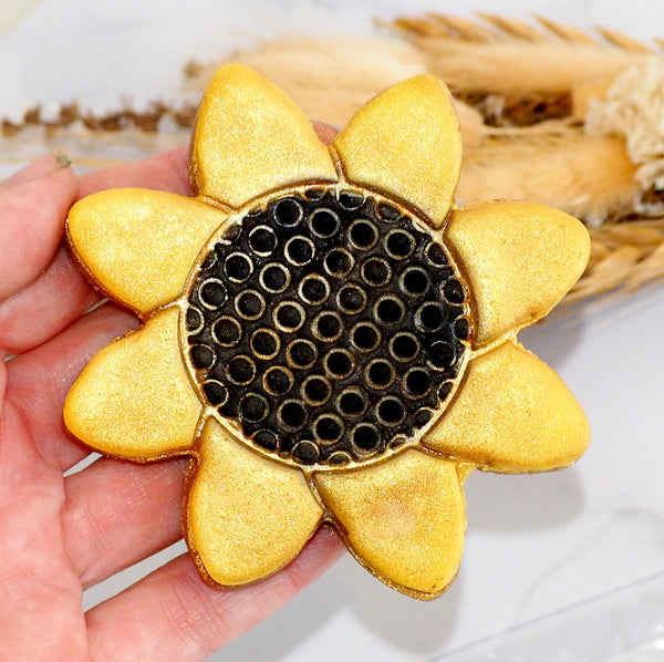 Sunflower (Stamp Set) Emboss 3D Printed Cookie Stamp  + Stainless Steel Cookie Cutter