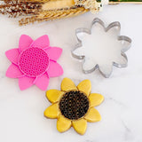 Sunflower (Stamp Set) Emboss 3D Printed Cookie Stamp  + Stainless Steel Cookie Cutter
