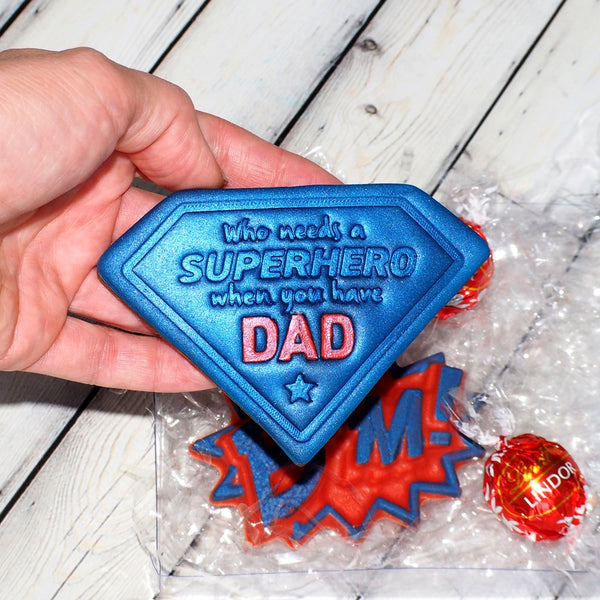 Superhero Dad (Stamp Set) Emboss 3D Printed Cookie Stamp  + Stainless Steel Cookie Cutter