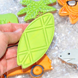 Surf Board (Stamp Set) Emboss 3D Printed Cookie Stamp  + Stainless Steel Cookie Cutter