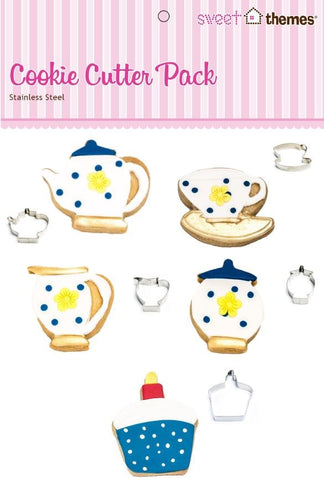Tea Party 5pce Stainless Steel Cookie Cutter Pack