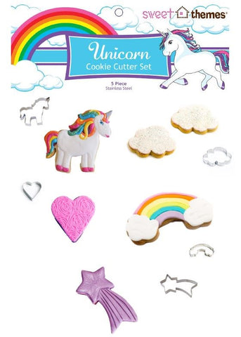Unicorn 5pce (Full Unicorn) Stainless Steel Cookie Cutter Pack