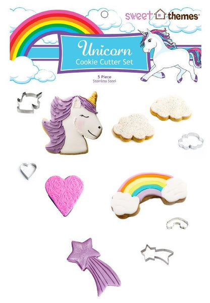 Unicorn 5pce (Head) Stainless Steel Cookie Cutter Pack