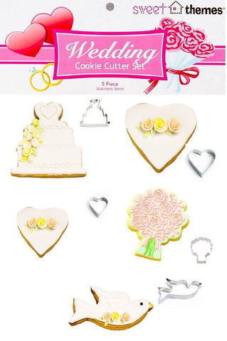 Wedding (Love Dove) 5pce Stainless Steel Cookie Cutter Pack