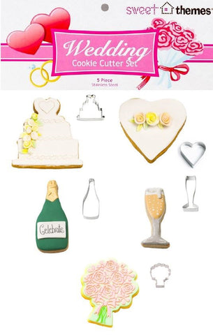 Wedding (Champagne Celebration) 5pce Stainless Steel Cookie Cutter Pack