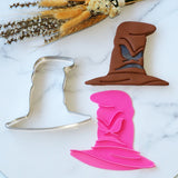 Witch Hat Cranky Face (Stamp Set) Emboss 3D Printed Cookie Stamp  + Stainless Steel Cookie Cutter