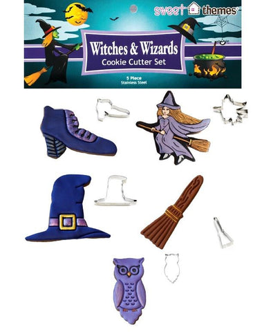 Witches & Wizards 5pce (Owl) Stainless Steel Cookie Cutter Pack