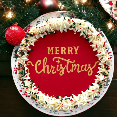 Merry Christmas (Funky) Cake Topper Stencil